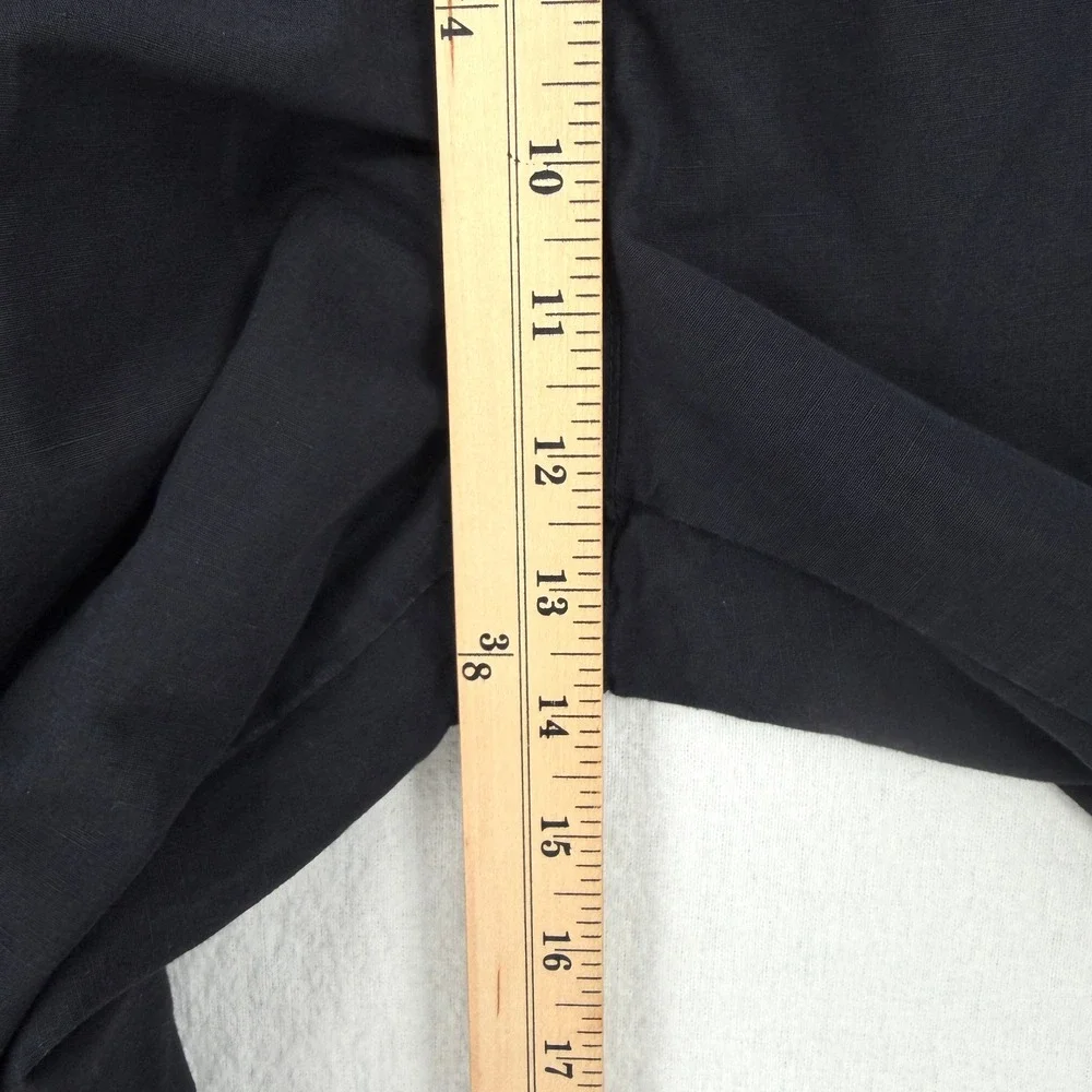 COS Linen Blend High Rise Pleated Pants Womens 14 Navy Blue Ankle Balloon